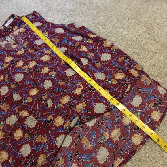 Valleygirl Burgundy Floral Sleeveless Keyhole Halter Neck Blouse - Picture 15 of 16